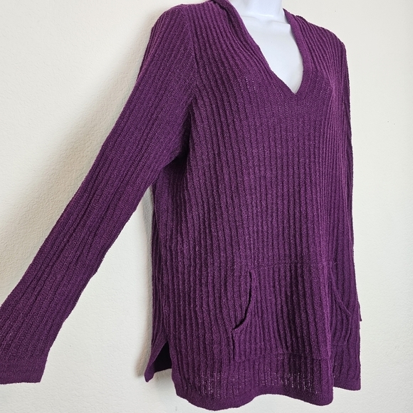Torrid Ribbed Tunic Hoodie Sweater Plum Purple Long Sleeve V-Neck Women’s Large - Picture 7 of 12
